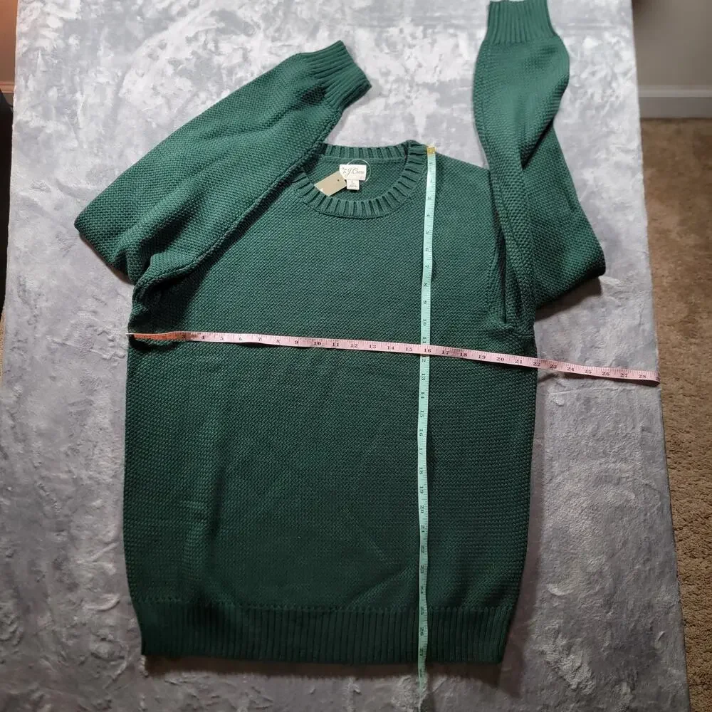 NWT J. Crew Mens L Heritage Cotton Crewneck Sweater Green